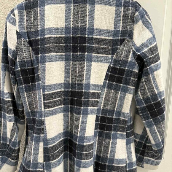 Allegra K Women's Peter Pan Collar Long Winter Plaid Coat - Picture 3 of 4